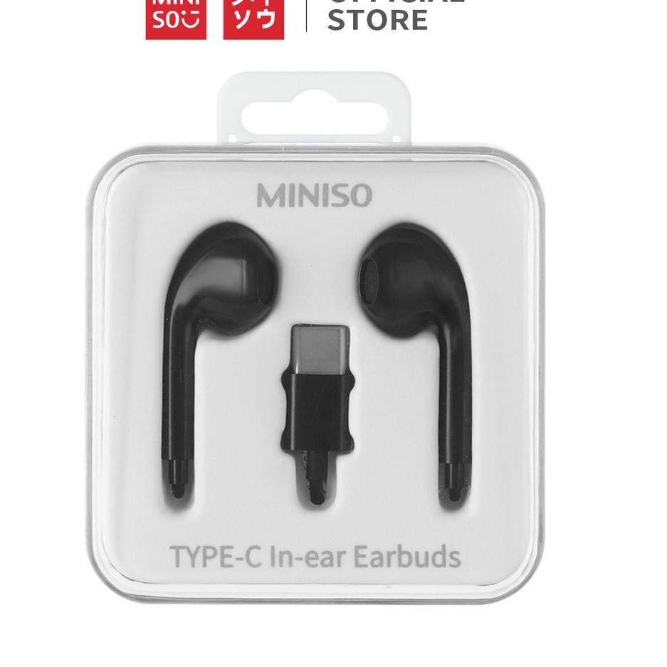 MINISO TYPE-C Earphone Kecil Earphone Kabel Earbuds in-Ear Headphone Noise Cancelling Awet Headset ,