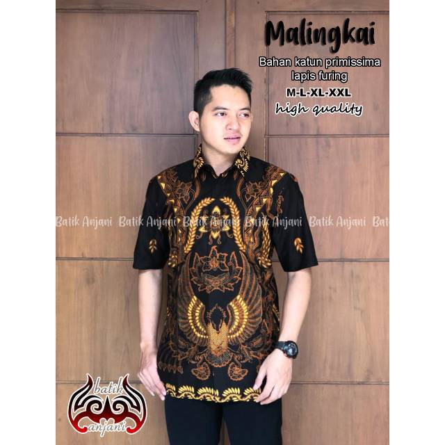 Malingkai ORI ANJANI batik solo kemeja batik lengan pendek katun fashion pria batik seragam batik
