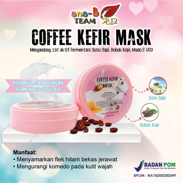 SR12 Masker Kopi Kefir Mask 50gr Untuk Flek Hitam Fermentasi Susu,Madu,Bubuk Kopi & VCO