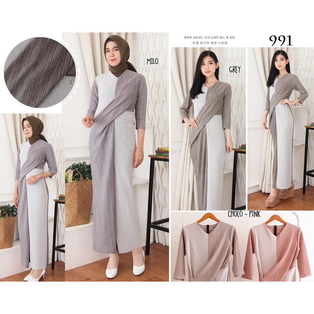 [Harga sudah untuk 1 seri] 991 Gamis bahan Scuba Hanover
