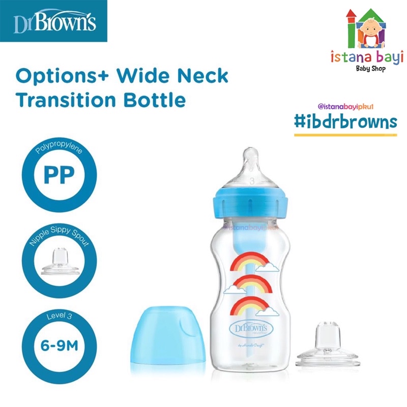 Dr.Brown's Transition Bottle Wide Neck (9 oz/270ML)  - Botol susu WB91605