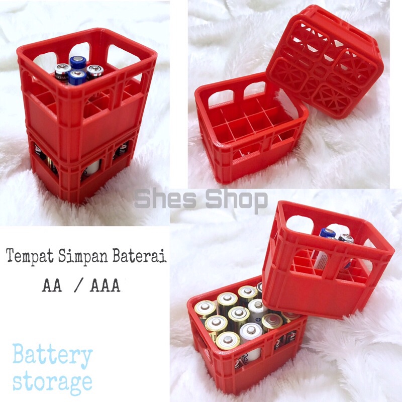 Tempat simpan baterai AA AAA / tempat baterai lucu / Battery Case / battery storage / krat minuman mini  / tempat serbaguna unik / pajangan mini / pajangan lucu / krat minuman