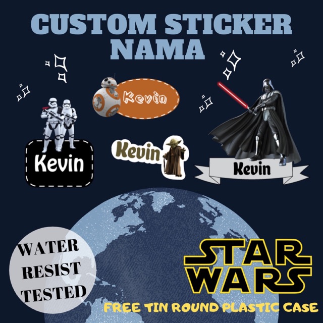

CUSTOM STIKER NAMA ANTI AIR Variasi Star Wars - Stiker Vinyl - Label Nama - Stiker Nama Anak