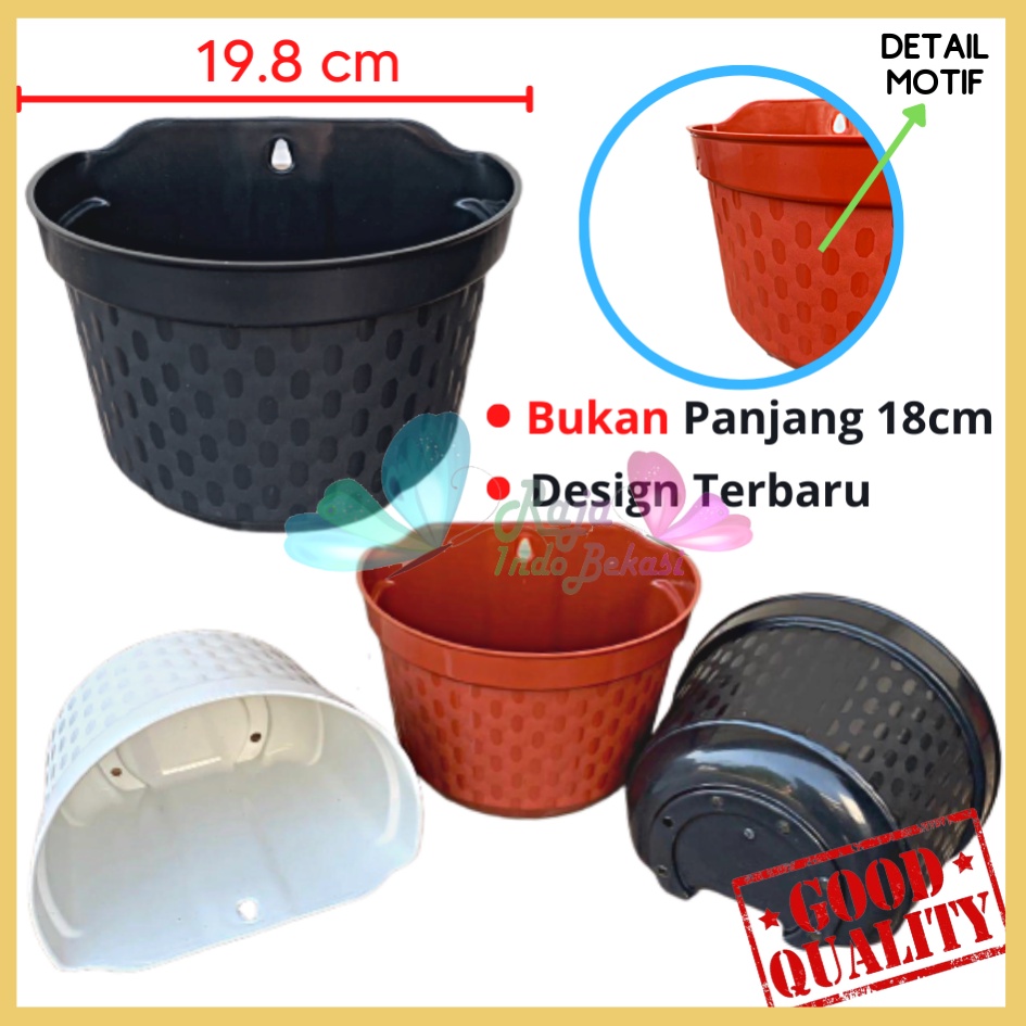 Pot Dinding Cantol Hafa 20 Cm Putih Hitam MerahBataTerracota Merah Coklat Pot Dinding Tempel Dekorasi Putih Panjang Aesthetic Besar Kecil Pager Balkon Pagar Unik  Pot Tembok - Tanaman Bunga Hias Dinding Tempel Bibit Plastik TB Flower 22 23 25 27 28 30