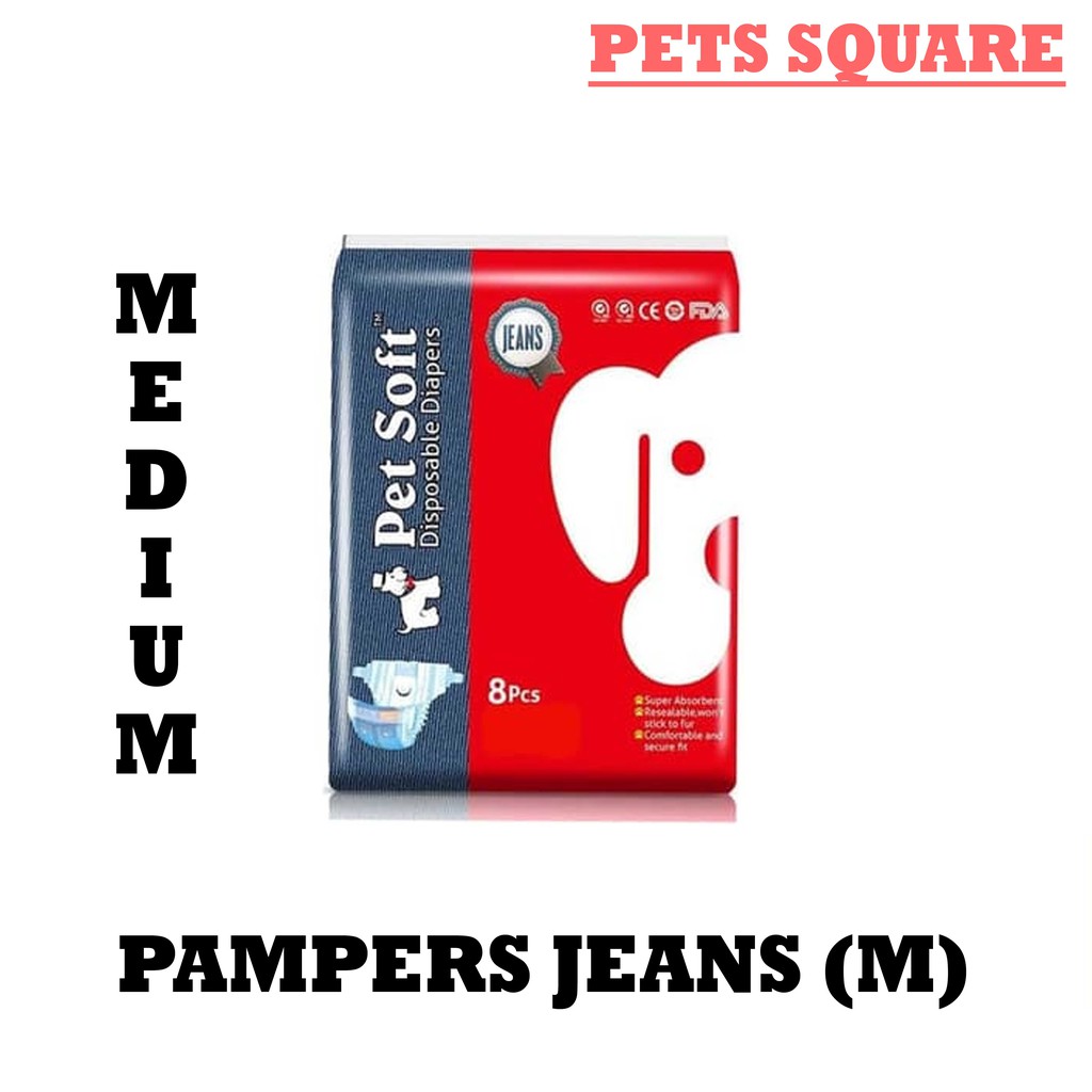 PAMPERS ANJING SOFT DIAPERS JEANS (MEDIUM)