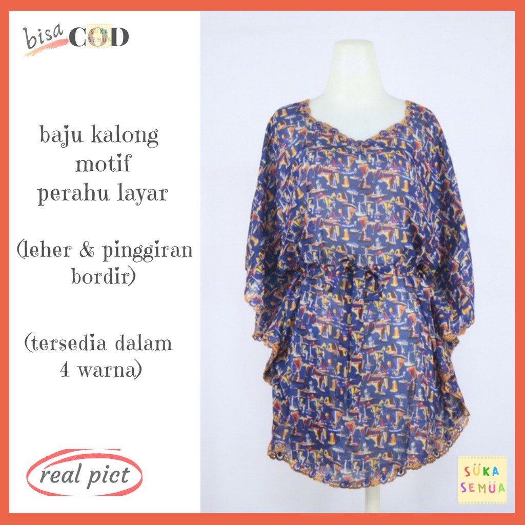 Baju Atasan Wanita / Blus Kalong Bordir Eksklusif (Perahu) / Kelelawar Batwing Sifon Fashion Blouse 