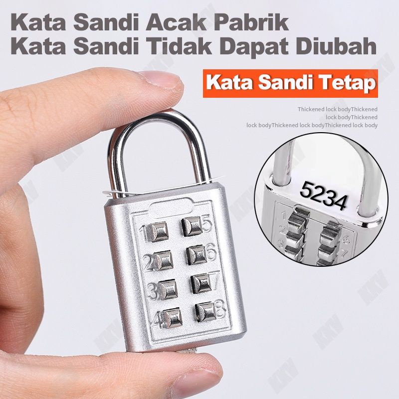 GEMBOK Pin 4 digit  kombinasi Angka 8 digit koper dan lain2