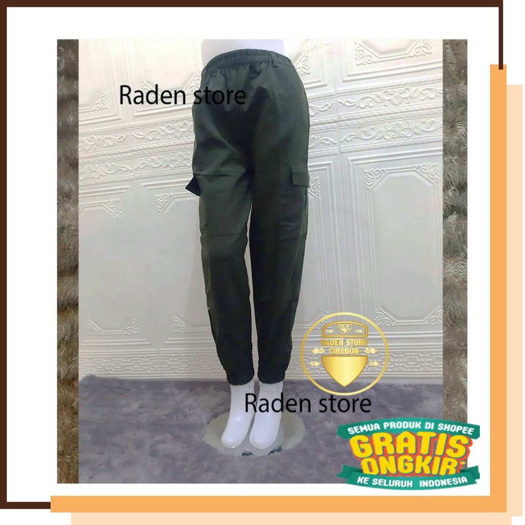 Casual Santai Kolor TAli Kancing Formal Kerja  / Celana Joger Cargo Pants wanita joger saku samping 