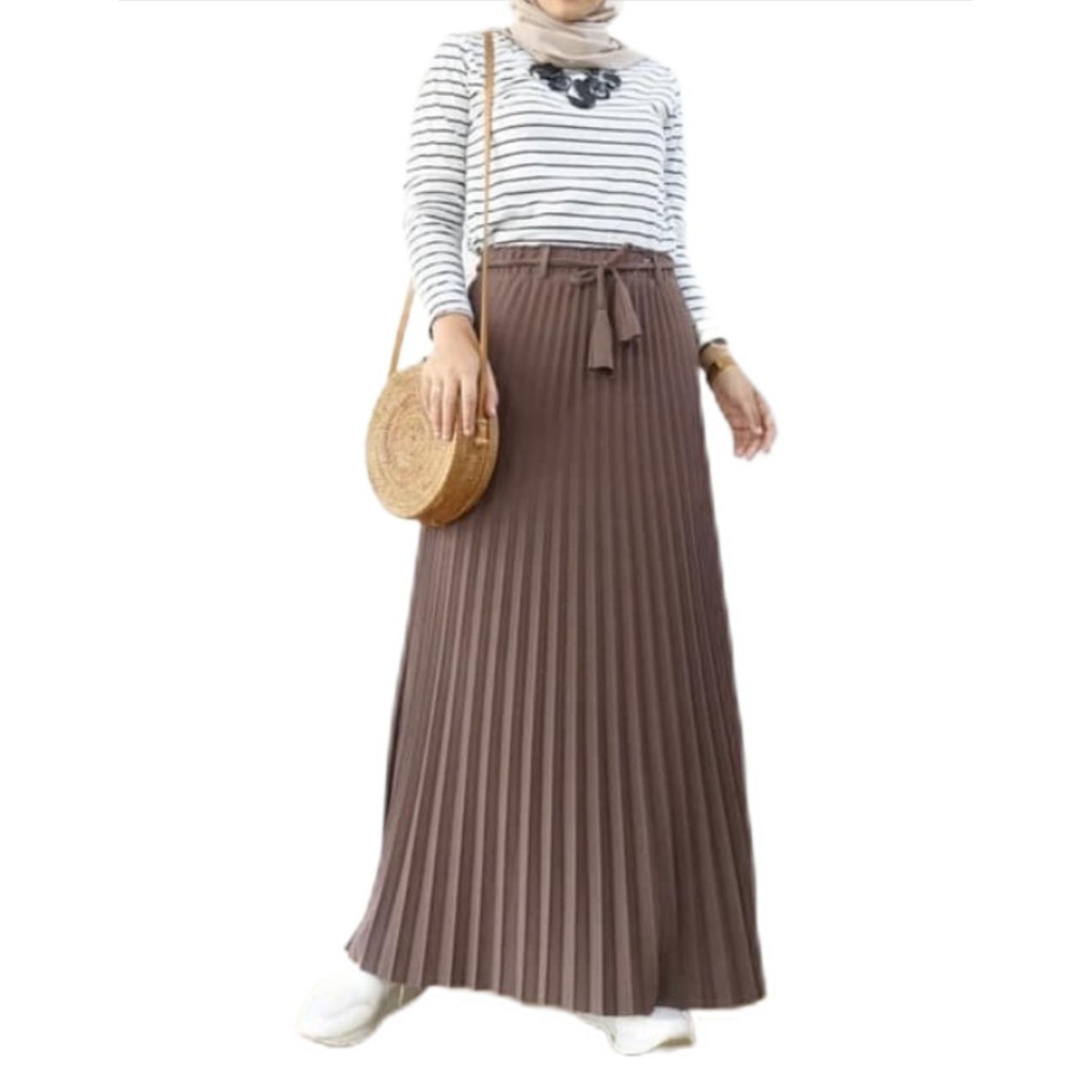 Rok Plisket Tali Lonceng / Rok Panjang Wanita Flare Skirt
