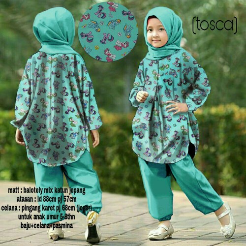 PROMO TERLARIS set una pony tosca fashion anak stelan baju muslim anak
