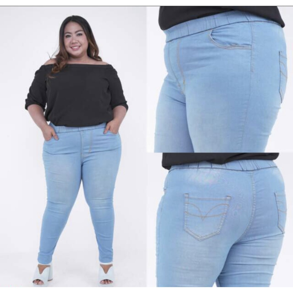 Celana Jeans Wanita Legging Jeans Jumbo Jeans Skinny Big Size Jegging Jeans Melar Size 33-42