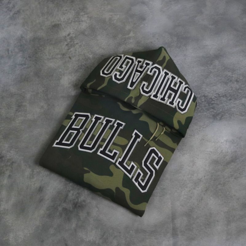 SWEATER HOODIE BULLS FULL BORDIR CAMO ARMY FULLTAG &amp; LEBEL PREMIUM