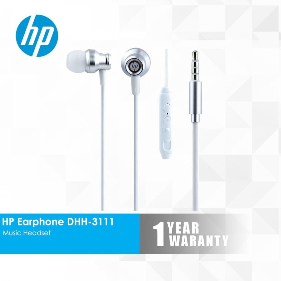 earphone HP DHH3111  ORIGINAL 100% Plus White-Earbuds with Remote&amp;MIC