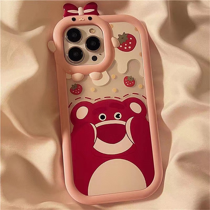 Soft Case Silikon TPU Motif Kartun Beruang Casing Compatible for iPhone 14 13 12 11 Pro Max X Xr Xs Max iPhone 7 8 6 6s Plus Cute Cartoon Fashion Bear Phone Case Clear Lens Protection Skin Silicone Hard Case Shockproof Soft TPU Phone Back Casing Cover