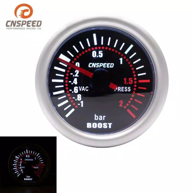 READY CNSPEED Gauge Meter Turbo Boost Vacuum 52mm 1-2 Bar untuk Mobil Universal