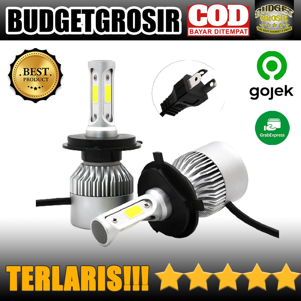 Lampu Mobil LED COB Headlight 8000LM H4/9003 S2 Chip 2 PCS - Silver--TaffLED