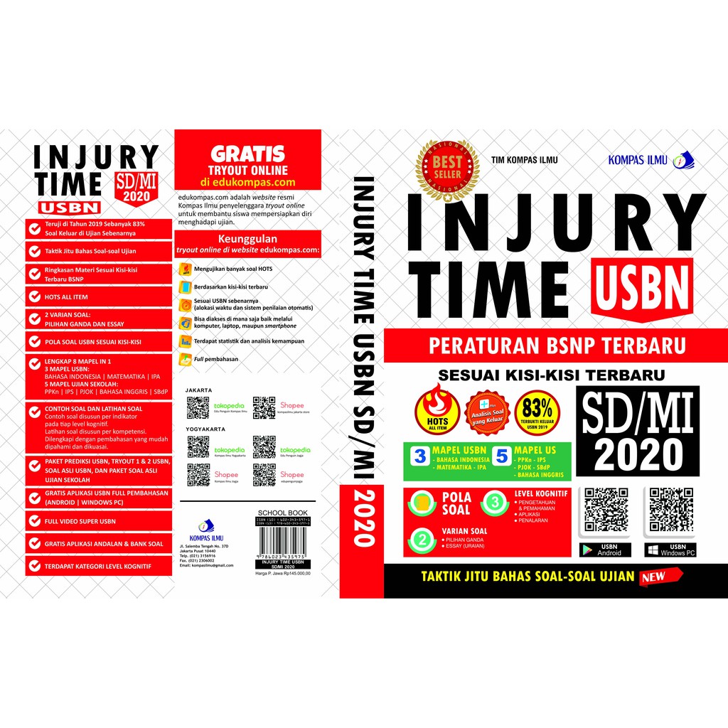 Buku INJURY TIME USBN SD/MI 2020 (Kompas Ilmu) / UN SD 2020 / USBN SD 2020 / UN SD TERBARU 2020-2