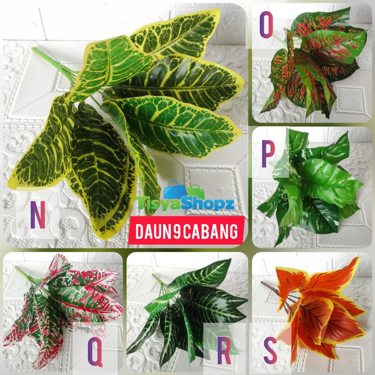 DAUN 9 CABANG / DAUN PLASTIK / DAUN HIAS ARTIFICIAL