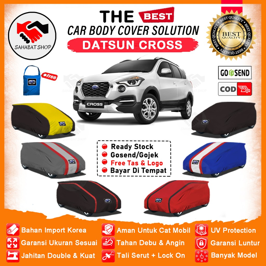 Sahabat Body Cover Mobil Datsun / Sarung Penutup Datsun Cross Outdoor / Tutup Mantel Selimut Mantol Kelambu Kerodong Terpal Jas Tutupan Kerudung Bungkus Pelindung Mobil Anti Air Waterproof Model Orange