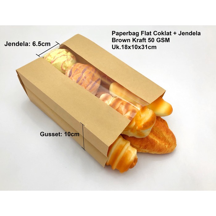 

Paperbag kantong kertas coklat 18x10x30 (XL) + jendela. Kantong kue ro