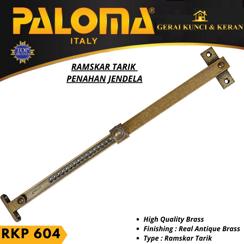 RAMKSAR PALOMA RKP 604 LAMSKAR TARIK PENAHAN BUKAAN JENDELA BRASS ANTIK AB