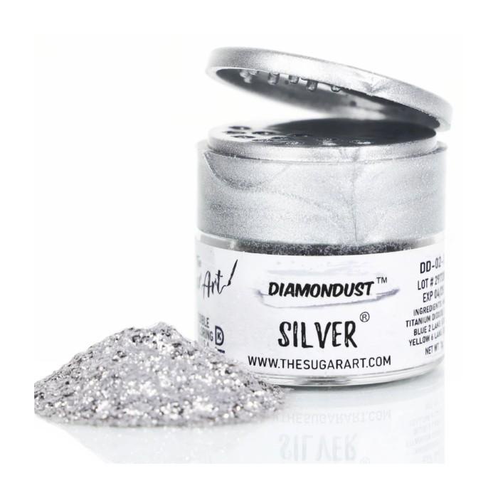 

Bahan Kue Silver Diamondust The Sugar Art Edible Glitter 3 Gram