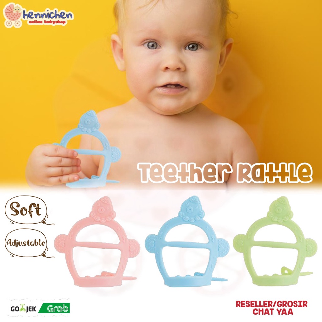 Teether Kerincingan bunyi Genggam bayi dan anak bahan aman motif random