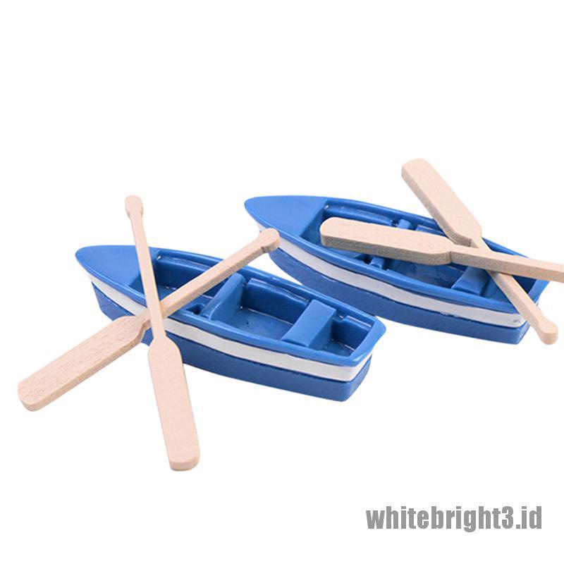 (white3) 1 Set Miniatur Perahu Untuk Dekorasi Taman Peri