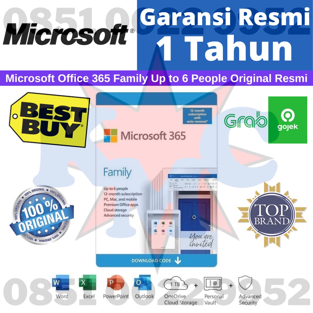 Microsoft Office 365 Family Up to 6 People Original Resmi