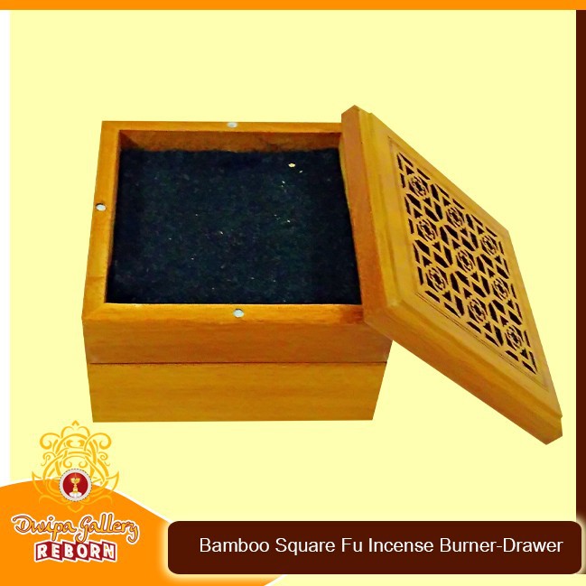 Bamboo Square Fu incense Burner-Drawer