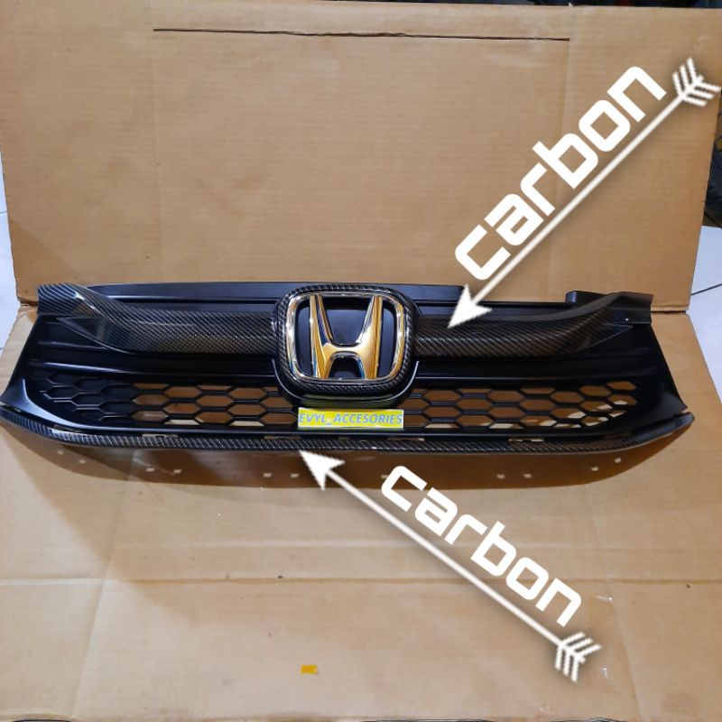 GRILL GRIL RADIATOR NEW HONDA BRIO SATYA BRIO RS CARBON KOMPLIT ORIGINAL