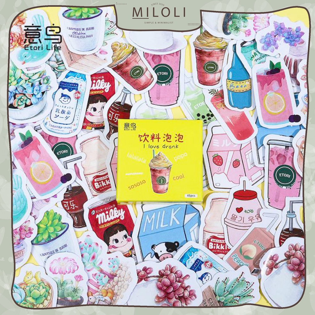 

[MILOLI] 46 Pcs DRINKS Deco Sticker Planner DIY Scrapbook Stiker Dekor Kotak - B0021