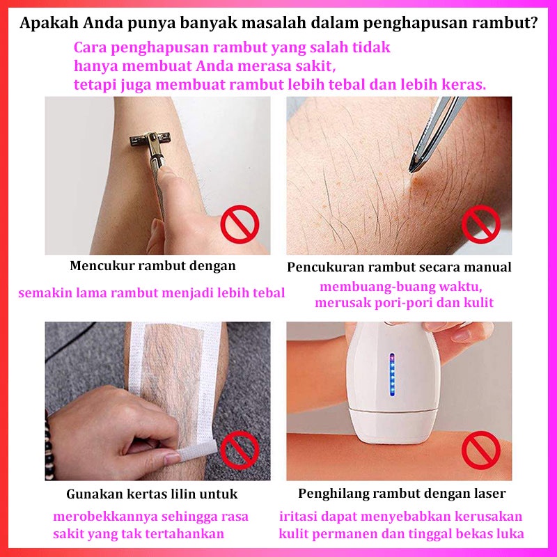 Semprotan Krim penghapusan rambut cepat Unisex Lembut tidak melukai kulit Tanpa Rasa Sakit ·Aman untuk Ibu Hamil Menghilangkan Bulu dari Bagian Pribadi,ketiak, bulu kemaluan, kaki, dada, lengan, jenggot, semi-permanent hair removal cream