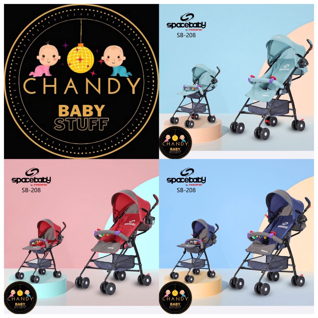 STROLLER SPACE BABY SB 208 ADA MAINAN DI FRONTBAR DAN CUP FOLDER UNTUK BOTOL