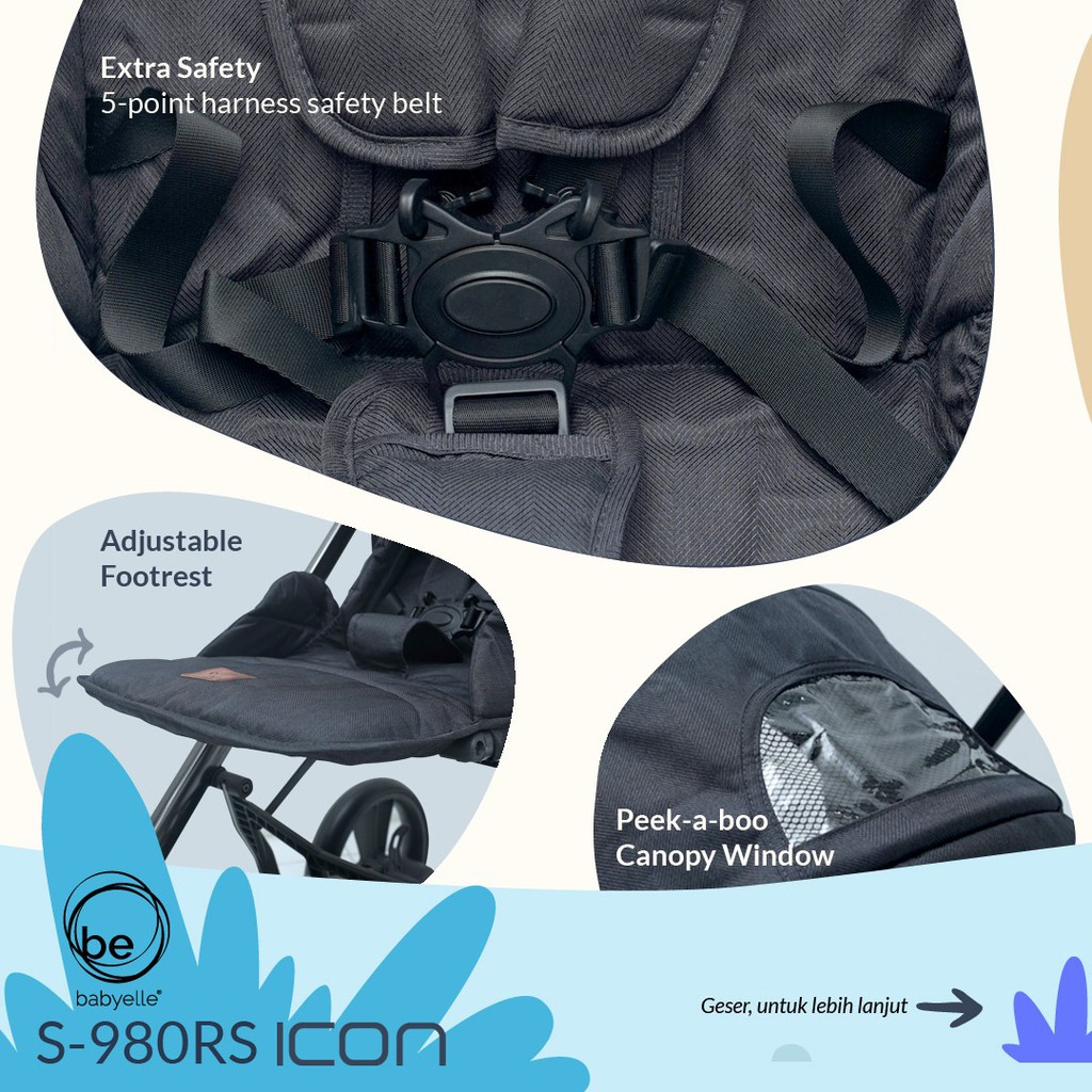 Stroller Babyelle Icon S 980 RS Baby Elle S980 Reversible Pram Kereta Dorong Bayi Hadap Ibu