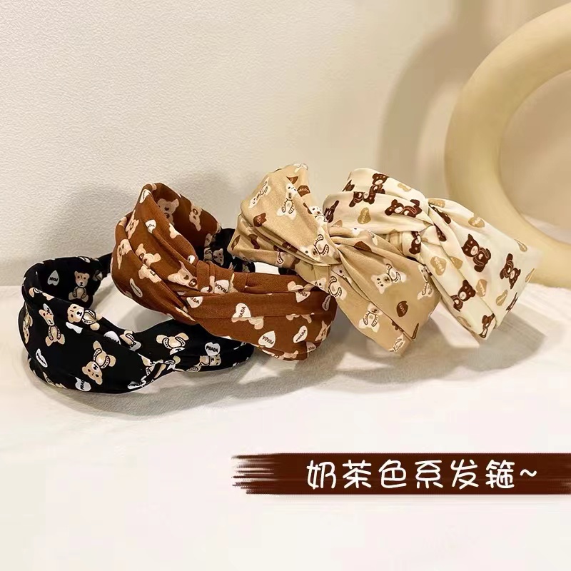 (Hello Girl)B17 Bando Simpul Twist Simpul Pita Motif Lucu Bahan Kain Import Headband Wanita Korea Import