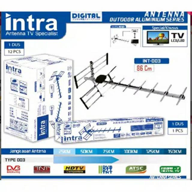 Antena Luar Digital Outdoor Intra TV Led Lcd INT 003 Free Kabel 13 M Antenna