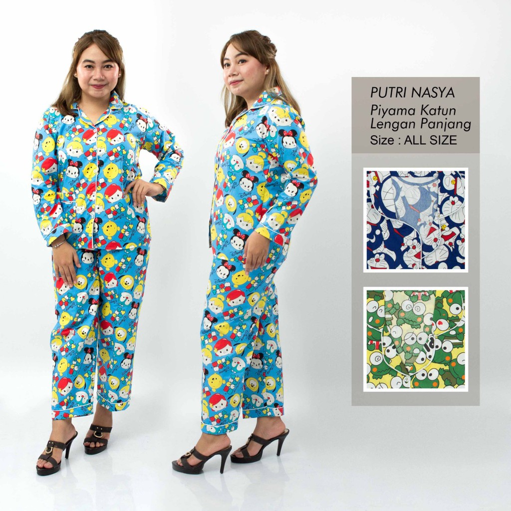 Piyama Jumbo 2L, XL, S to L wanita bahan katun mikro / baju tidur/ Piyama Panjang / Piyama Pendek