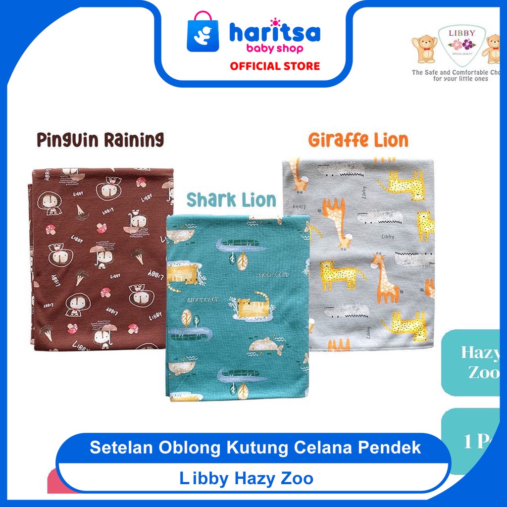 Libby Bedong ukuran 90x110cm Motif Hazy Zoo / Bedong Bayi