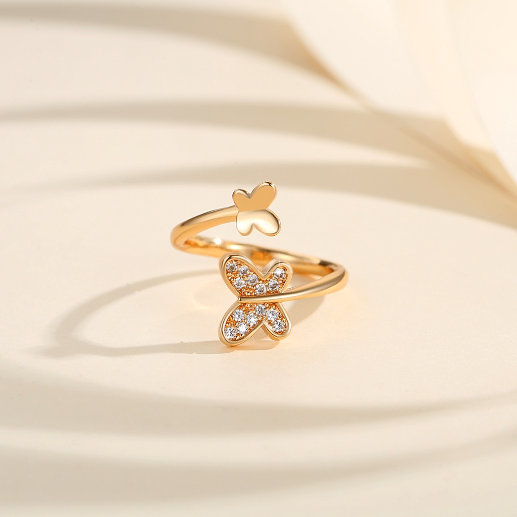 Y688 【COD】 Korea Cincin kupu-kupu Wanita Adjustable  Kristal Fashion Korea Fashion Aksesoris Cincin