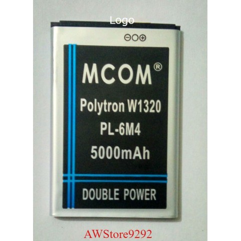 Mcom Battery Batre Baterai Double Power Mcom Polytron PL6M4 PL-6M4 W1320