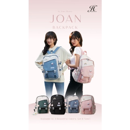 Joan Backpack Jimshoney Original Tas Ransel Wanita tas kerja sekolah antiair muat laptop realpic cod