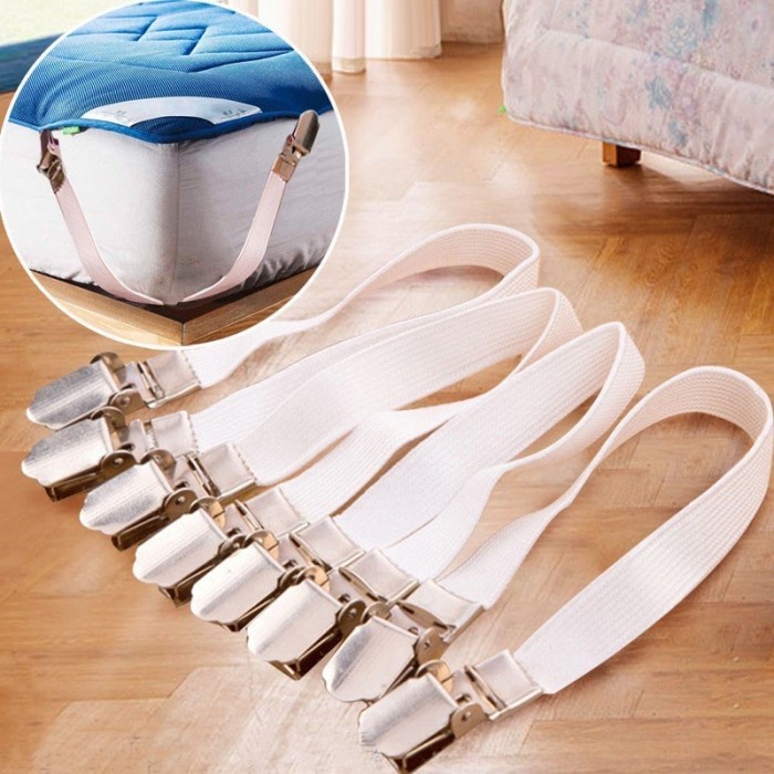 4pcs STAINLESS Bed Sheet Gripper Penjepit Sprei Bed Clip besi