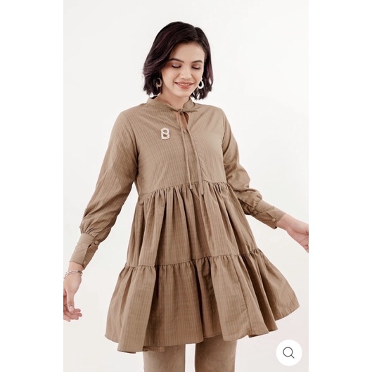 Sale 17an Raline Tiered Top Brown Benang jarum Buttonscarves