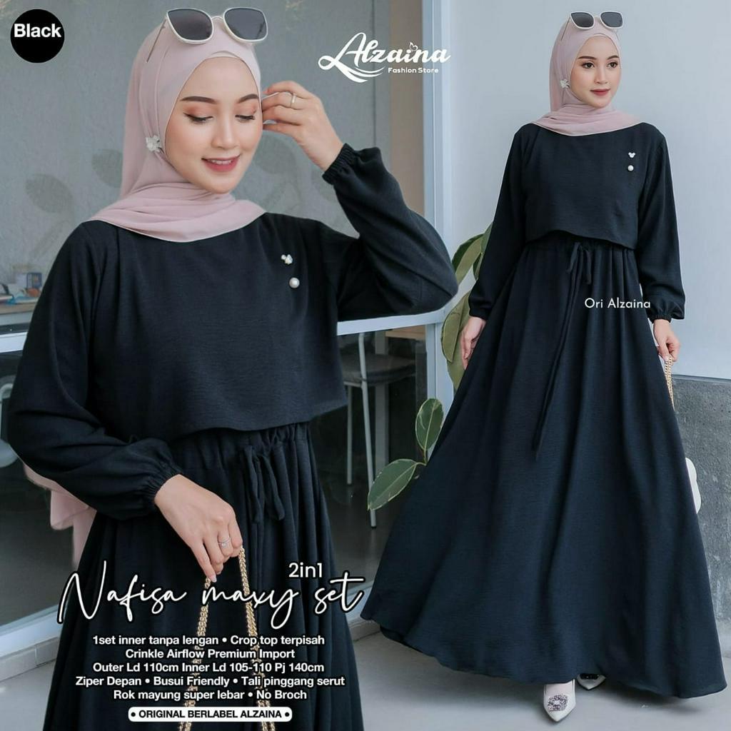 Nafisa One Set Maxy Gamis Muslim Original Produk By Alzaina