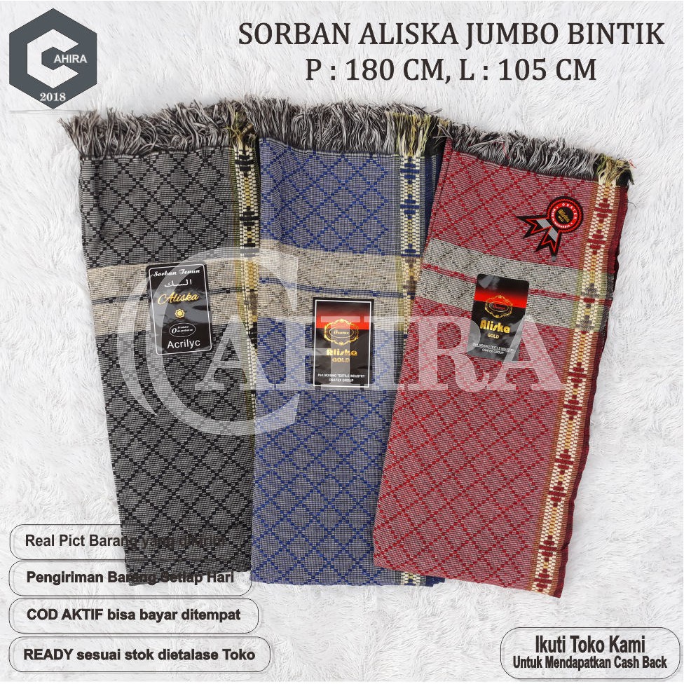 SORBAN TENUN ALISKA JUMBO BINTIK SURBAN DEWASA