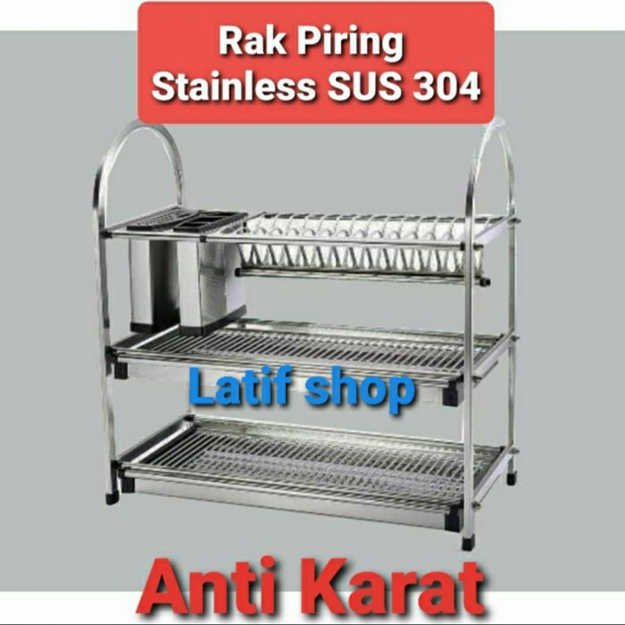 Rak piring stainless 3 susun