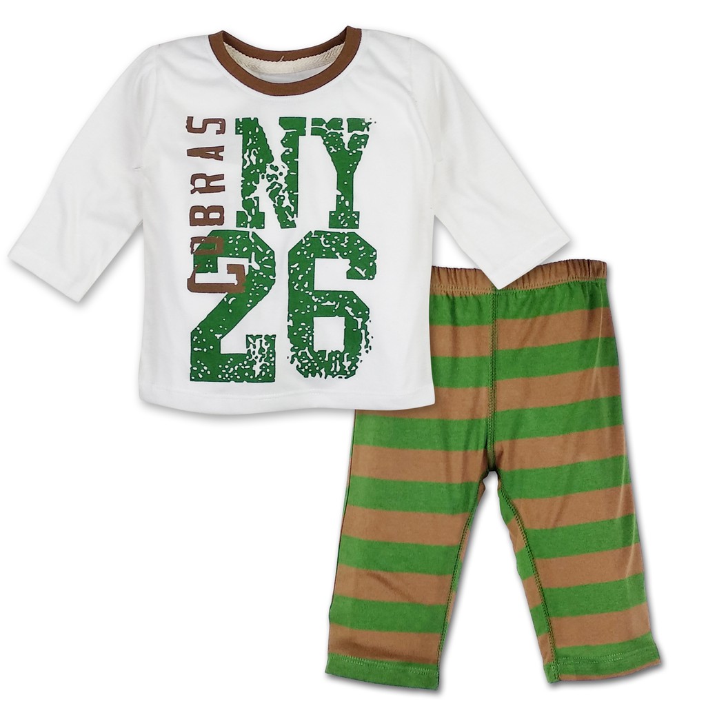 Bearhug Piyama Bayi Laki-laki XPF5 Baju Putih Celana Salur 6-18M-5