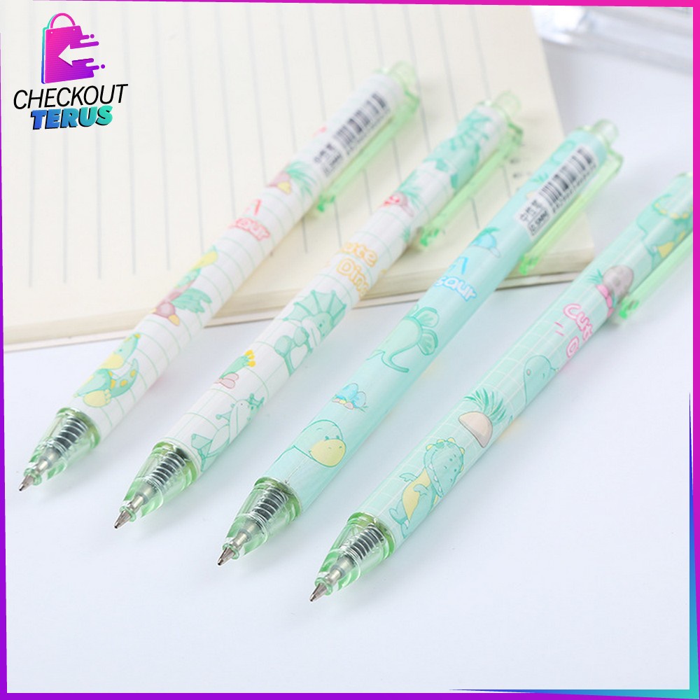 CT A35 Pulpen Pelajar Dan Kantor Pena Lucu Motif Dino Imut Pen Gel Mekanik Alat Tulis Pena Lucu Bulpen Gel Karakter