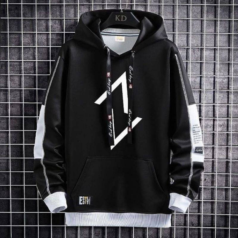 Jaket pria IKC 002 distro cbr six Bandung hoodie dua sisi bolak balik keren grosir pakaian pria H0D7-Rama AV hitam